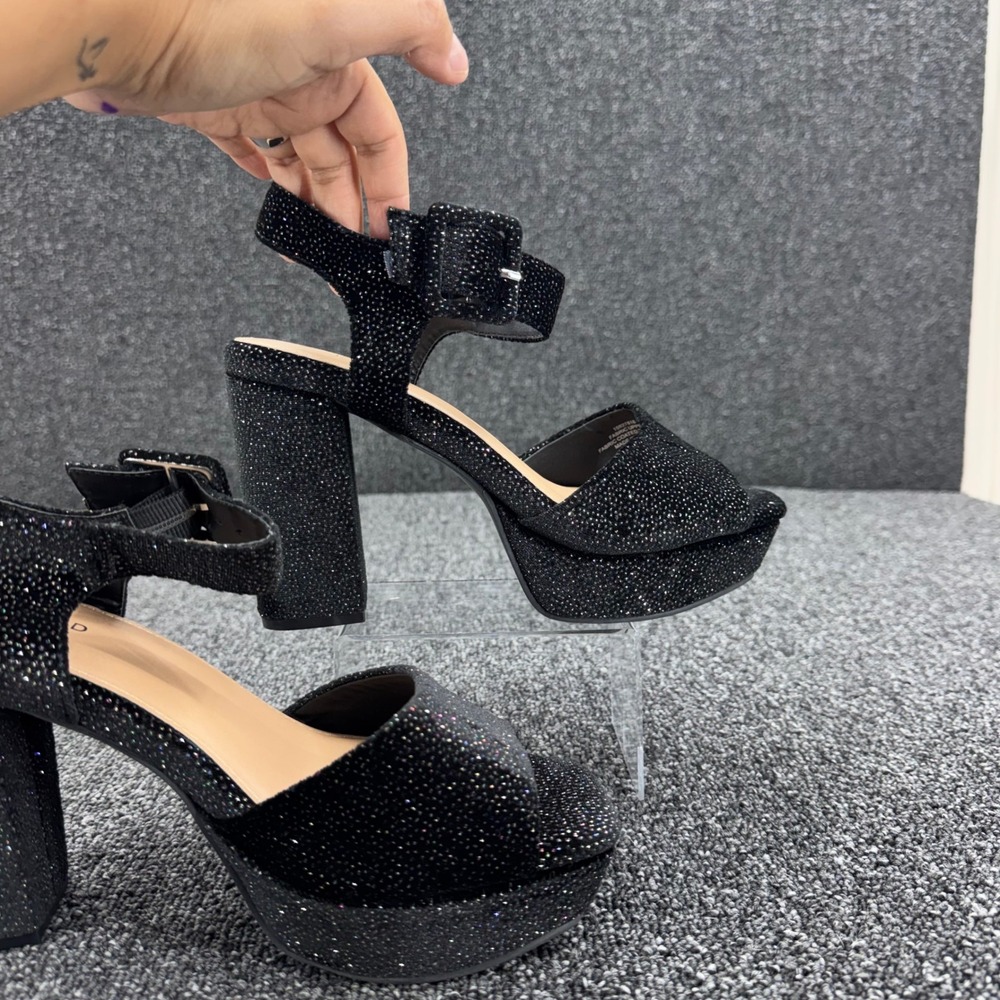 Torrid Platform Sandals Glitter Block Heel Womens 9.5WW Black dark aesthetic - Picture 5 of 11